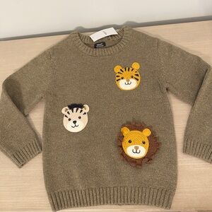 Next Green Zoo Animal Sweater Size 4/5 NWT